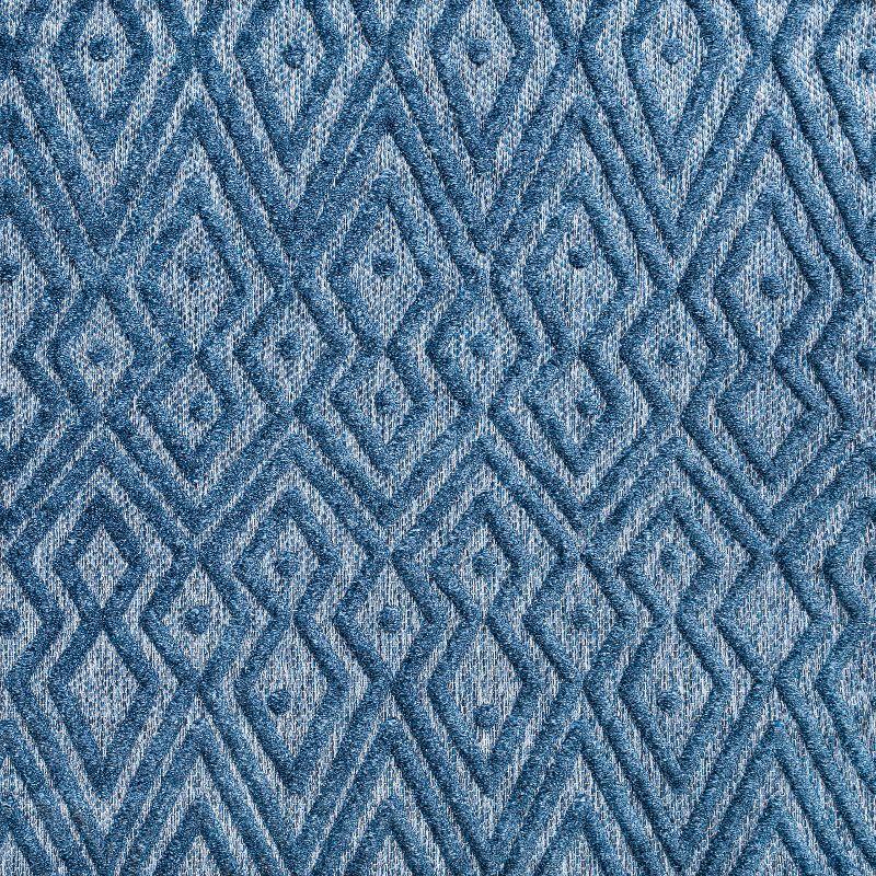 Vintage Moroccan Diamond Navy 5' Square Synthetic Area Rug