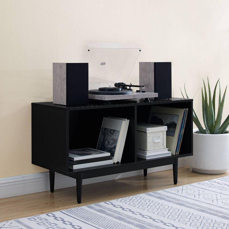 Liam Mid-Century Modern Black Vinyl Record Storage Console