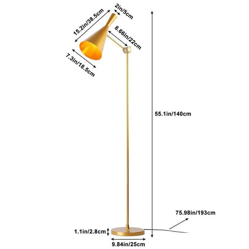 55.1 in. Gold 1-Light Swing Arm Floor Lamp