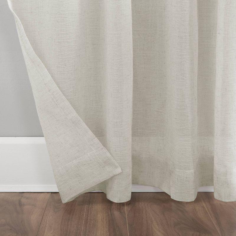 Ecru Sheer Linen Polyester Rod Pocket Curtain Panel