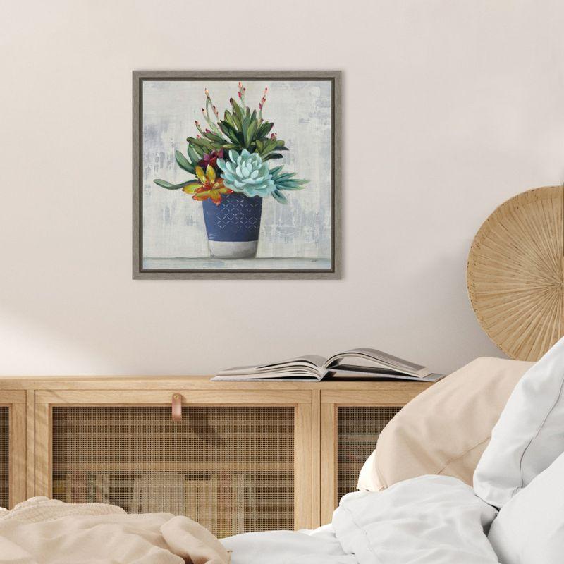 Amanti Art Succulent Still Life I Navy by Julia Purinton Canvas Wall Art Print Framed 16 x 16-in.