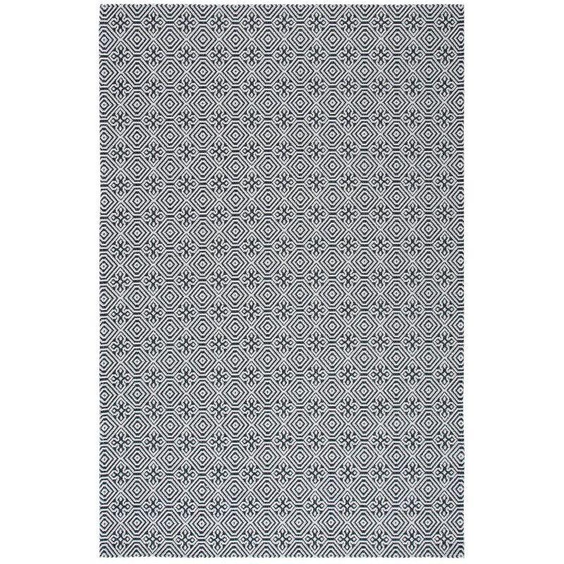 Augustine Black and Light Grey Geometric Flat Woven Rug 4' x 6'