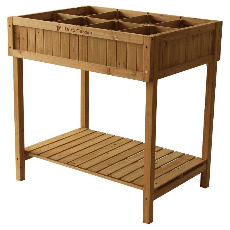 Natural Cedar Wood 8-Pocket Elevated Herb Planter