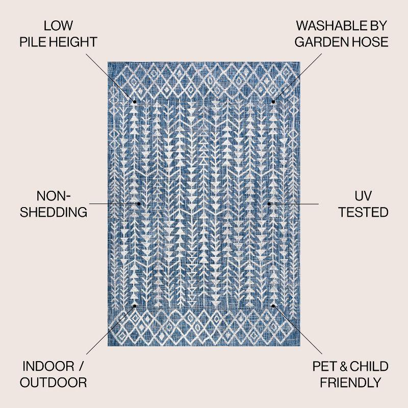 3'x5' Tokay Bohemian Geometric Indoor/Outdoor Area Rug, Blue/Ivory - JONATHAN Y