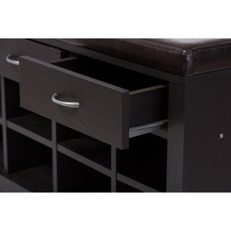 Espresso Finished Entryway Bench Dark Brown - Baxton Studio: Modern Wood Storage, Dry Dust Care