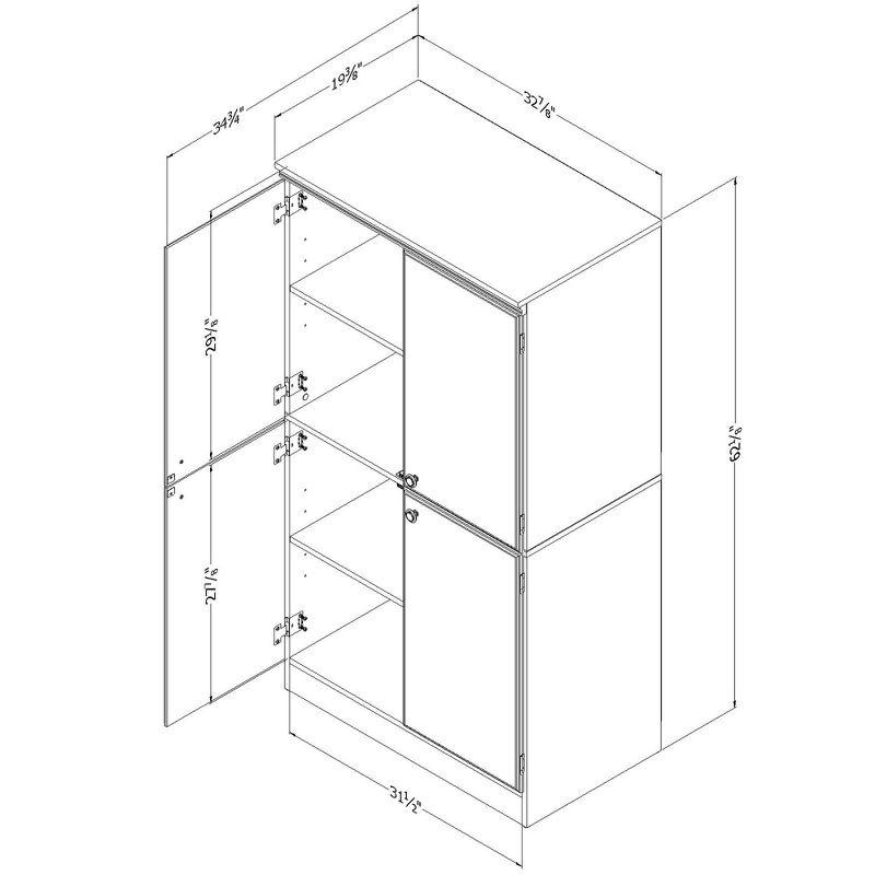 Morgan 4 Door Storage Cabinet Oak - South Shore: Laminated Particleboard, Metal Hardware, Meets Safety Standards