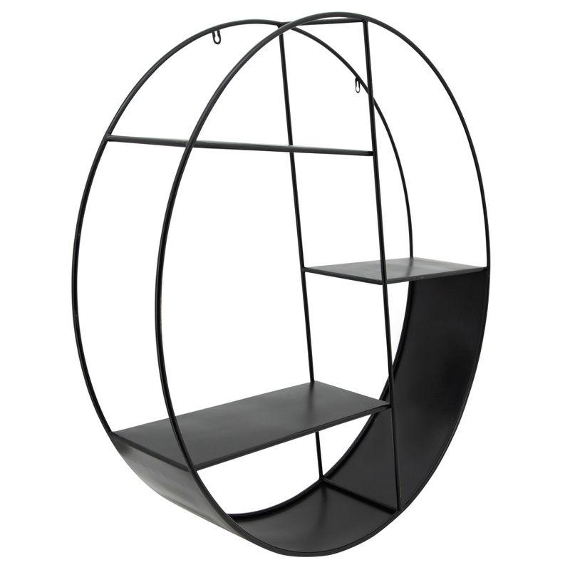 Latitude Run® Modern Metal Wall Shelf with Round Geometric Frame and Tiered Open Storage