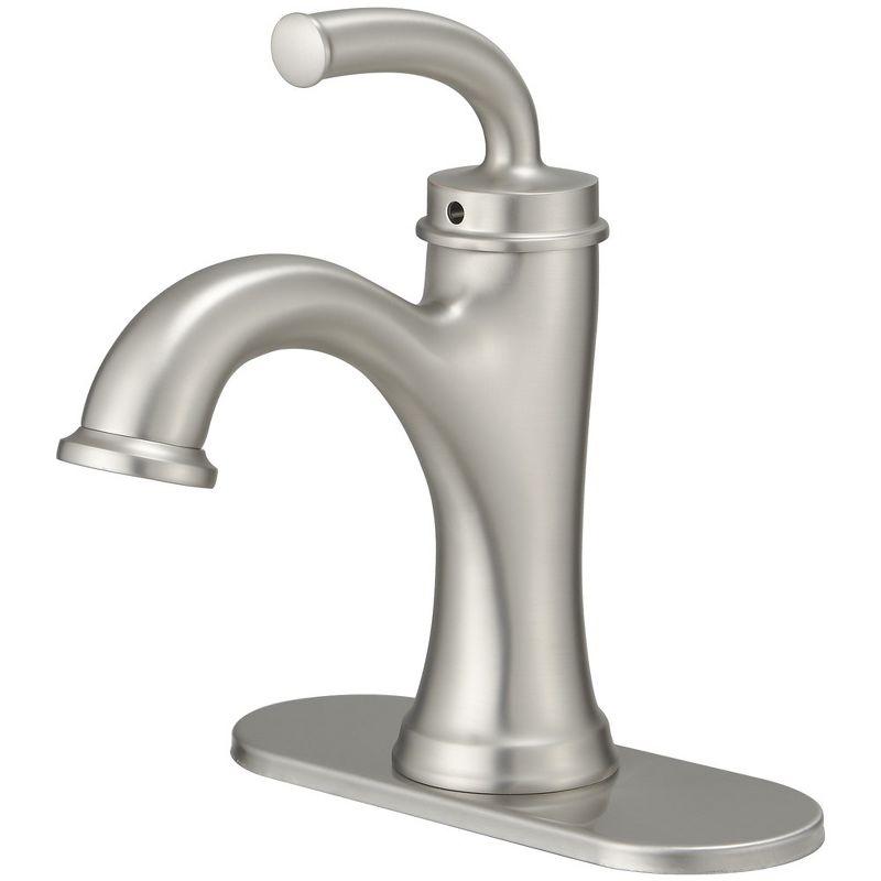 Nickel Single Handle Modern Bathroom Faucet with Deck Plate