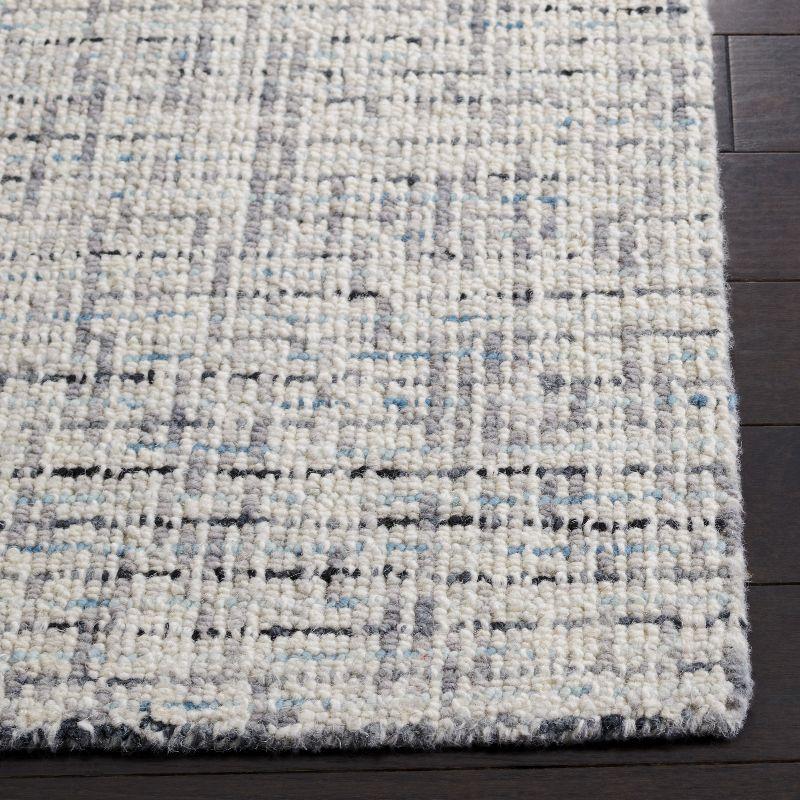 Ivory and Gray Abstract Handmade Wool Area Rug