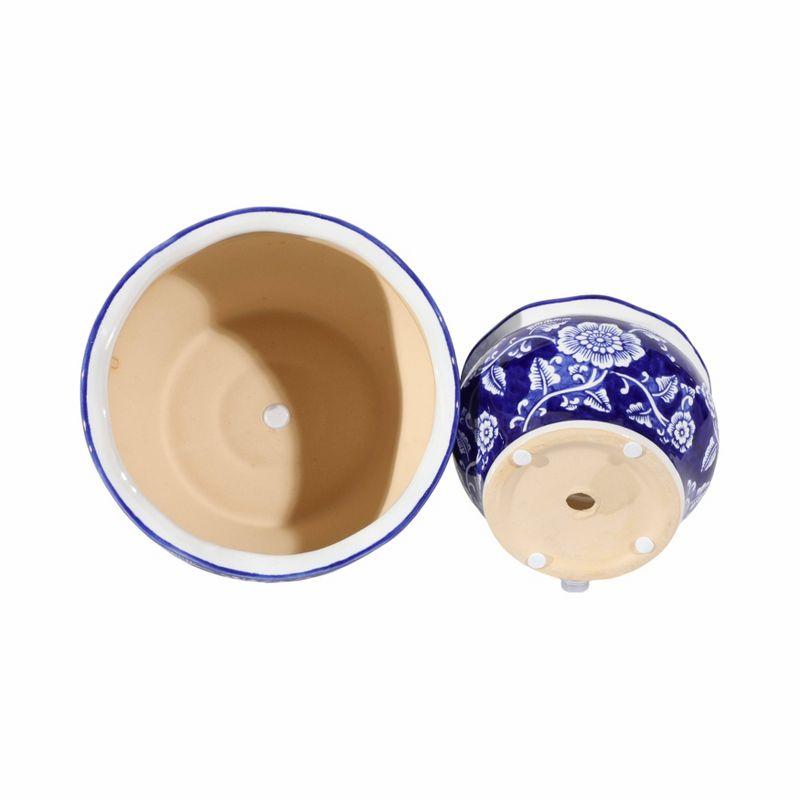 Sagebrook Home 2pc Chinoisere Ceramic Indoor Outdoor Planter Pots Blue/White: Hand-Painted, Rust-Resistant, No Assembly Required