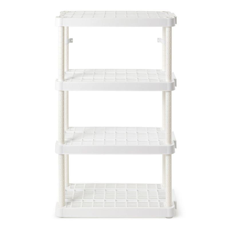 Gracious Living 4 Shelf Adjustable Height Medium Duty Storage Unit 14 x 32 x 54.5" Organizer for Home, Garage, Basement, & Laundry, White (3 Pack)