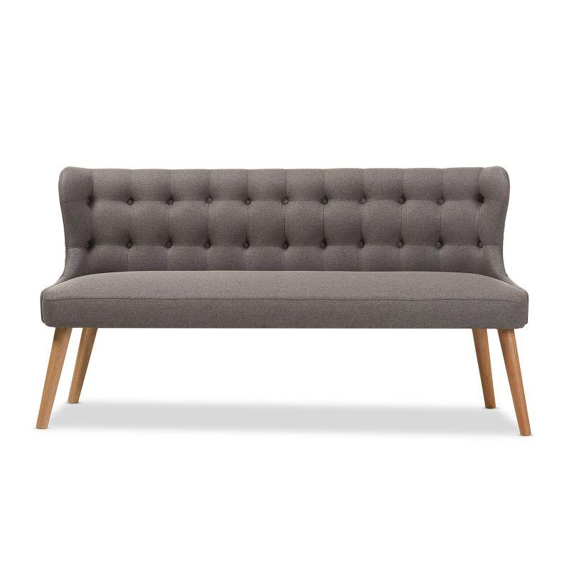 Melody Retro Brown Tufted Fabric 3-Seater Settee Bench