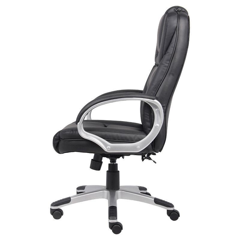 Ergonomic High-Back Swivel Executive Chair in Black LeatherPlus