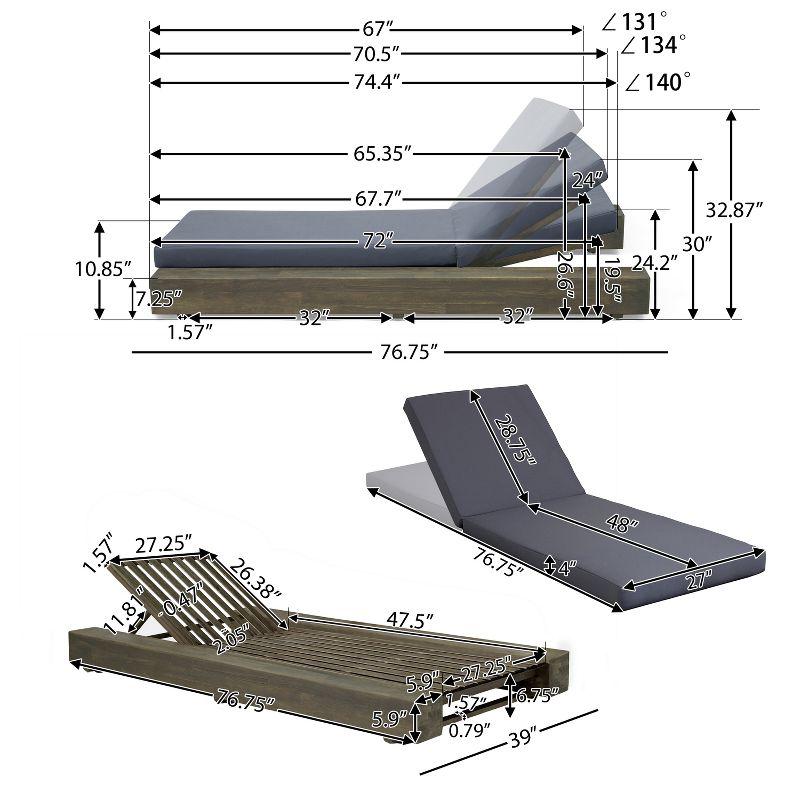 Donnie 39'' Outdoor Acacia Chaise Lounge (Set of 2)