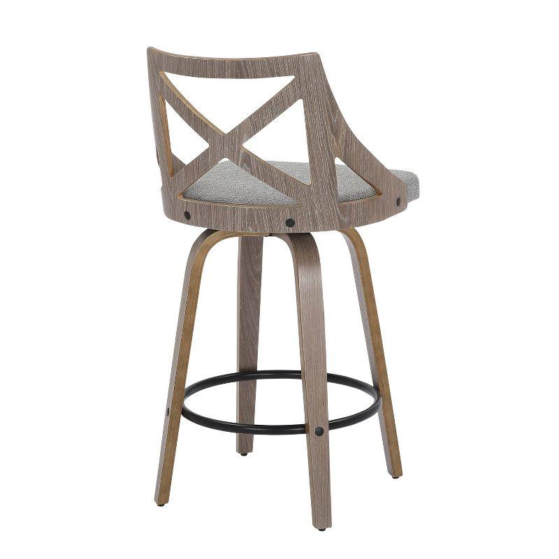 Set of 2 Charlotte Counter Height Barstools White Wash/Light Gray - LumiSource: Upholstered Swivel, Wood Frame