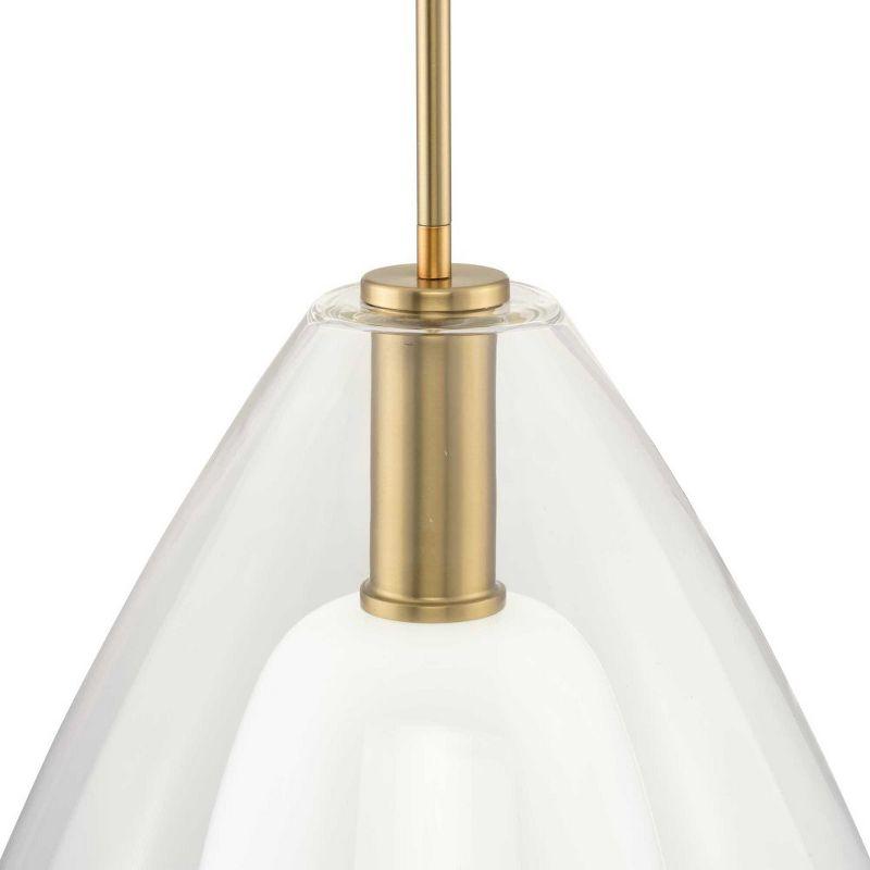 Progress Lighting Carillon 1-Light Pendant, Brushed Gold, Clear and Opal Glass Shade