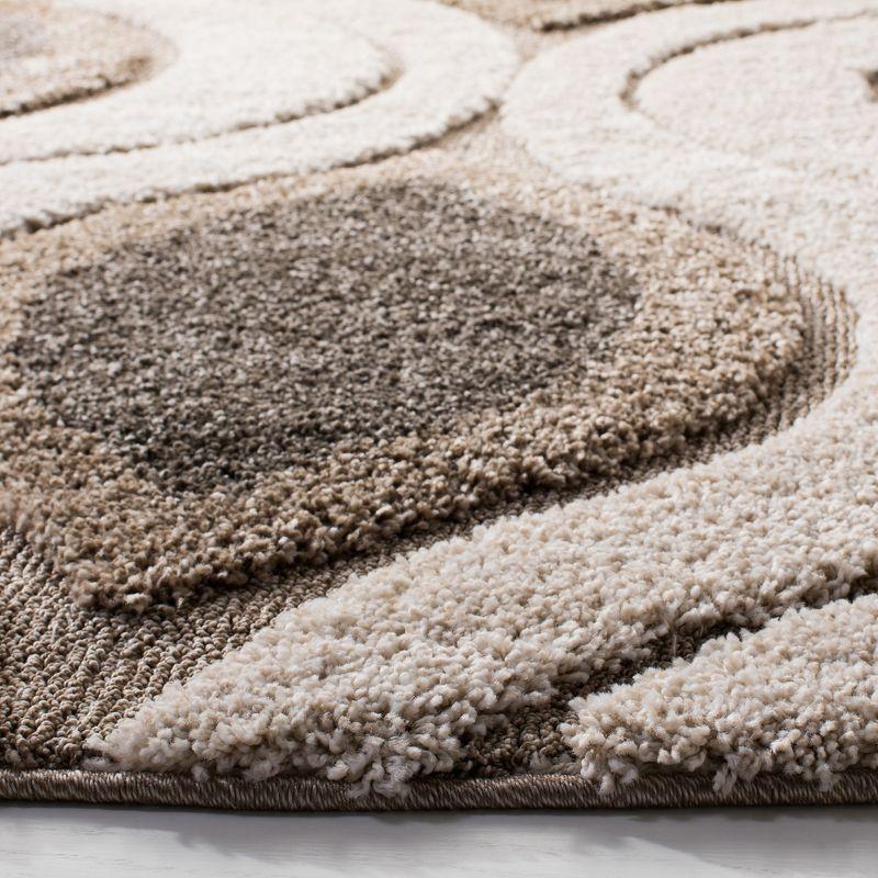Florida Shag SG461 Power Loomed Indoor Accent Rug - Cream/Smoke - 4' Round - Safavieh