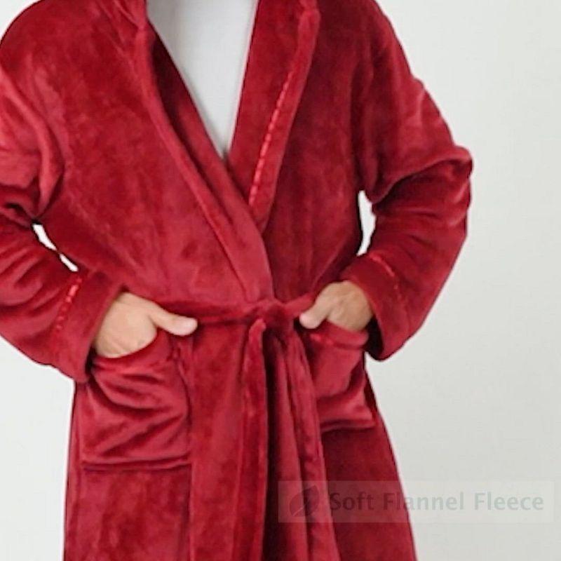 PAVILIA Mens Robe, Hooded Soft Bathrobe for Men, Fleece Plush Warm Shawl Collar Hood Pockets for Bath Shower Spa (Black/Gray, One Size)