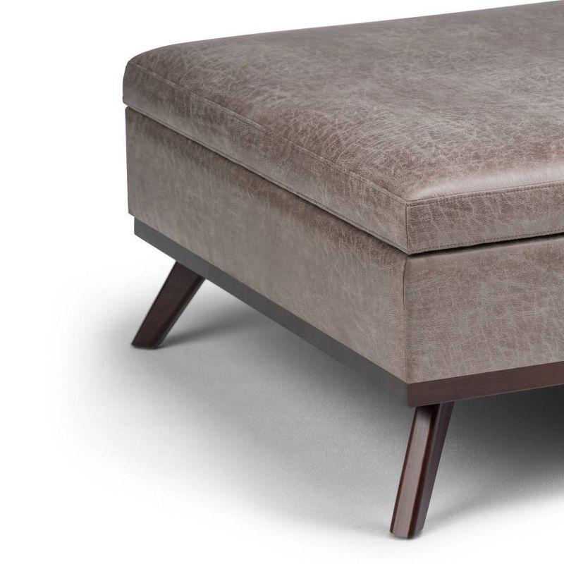 Ethan 36'' Distressed Grey Taupe Faux Leather Storage Ottoman