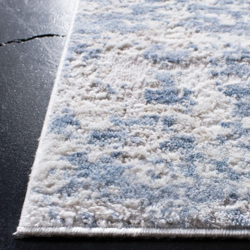 Modern Abstract Grey/Blue 3' Square Synthetic Accent Rug