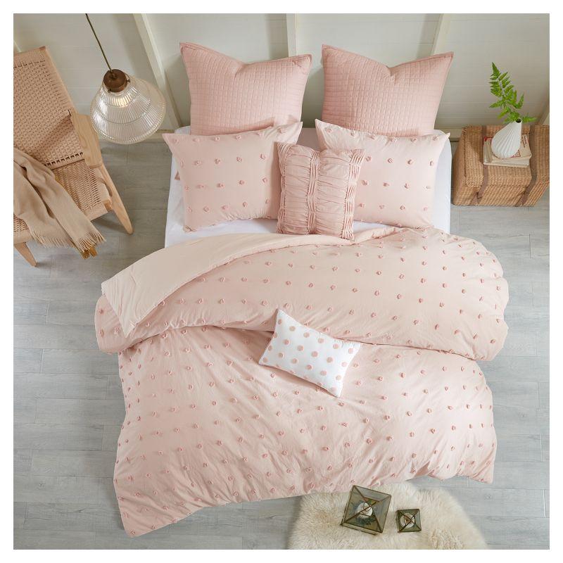 7pc King/California King Kay Cotton Jacquard Comforter Set Pink - Urban Habitat: Hypoallergenic, Quilted Design, OEKO-TEX Certified