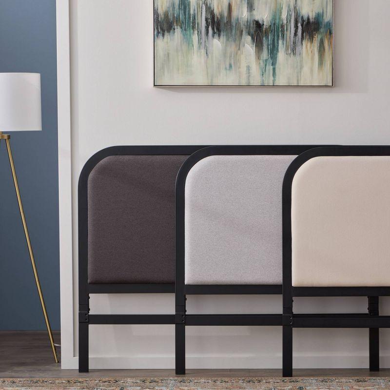 Brookside Metal Bed Frame with Rounded Upholstered Headboard
