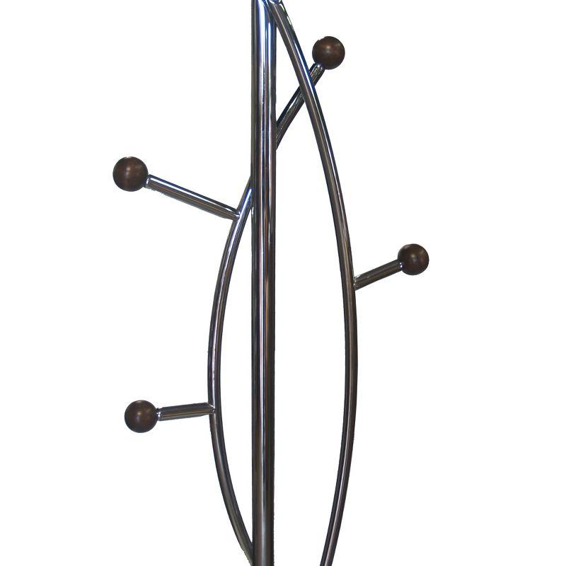 Proman Products Silver Tree Coat Rack Walnut: Metal Frame, 7 Hooks, 68" Tall, Freestanding Design