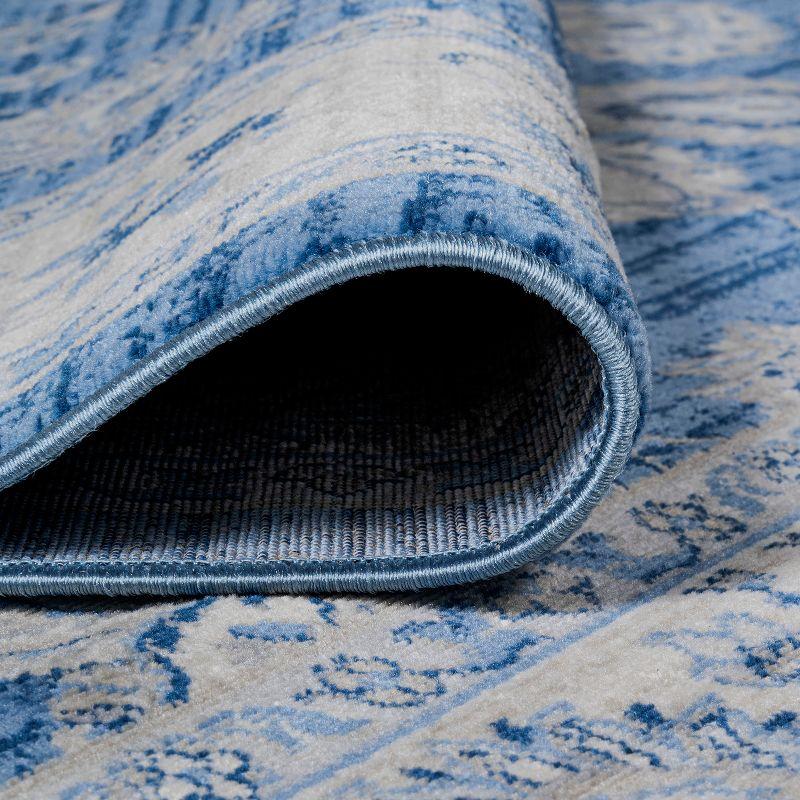 5' x 5' Modern Persian Vintage Moroccan Traditional Area Rug, Blue/Ivory - JONATHAN Y
