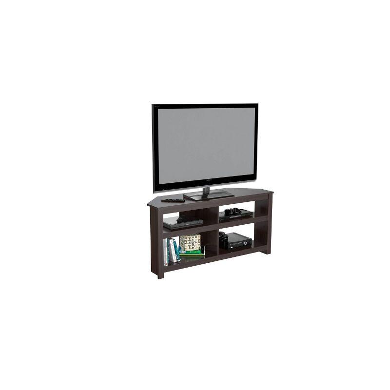 Espresso Melamine Corner TV Stand with Cabinet for 60" TVs