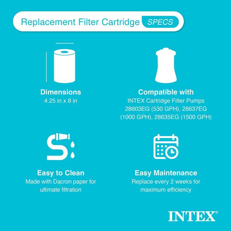 Intex 29000E/59900E 4.25" Diameter x 8" Swimming Pool Easy Set Type A or C Replacement Filter Pump Cartridge Accessories, 6 Pack