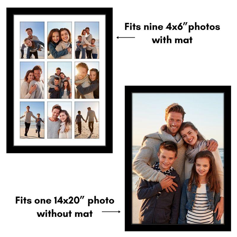 Americanflat 14x20 Collage Picture Frame - Fits Nine 4x6 Photos or One 14x20 Photo - Black