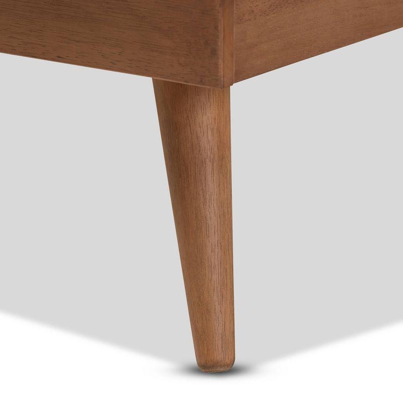 George Oliver Melbourne  Platform Bed Frame in Mid-Century Modern Walnut Brown Finished Wood