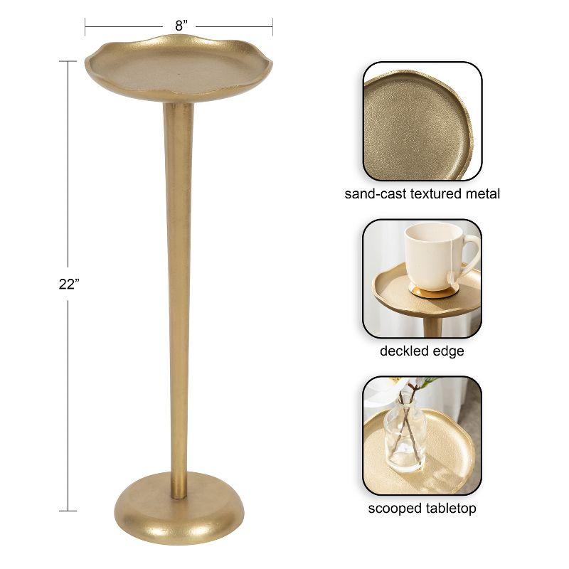 Alessia Gold Aluminum Round Drink Table with Deckled Edge