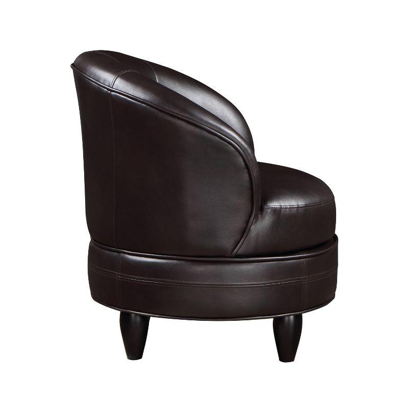 Sophia Brown Faux Leather Swivel Barrel Accent Chair