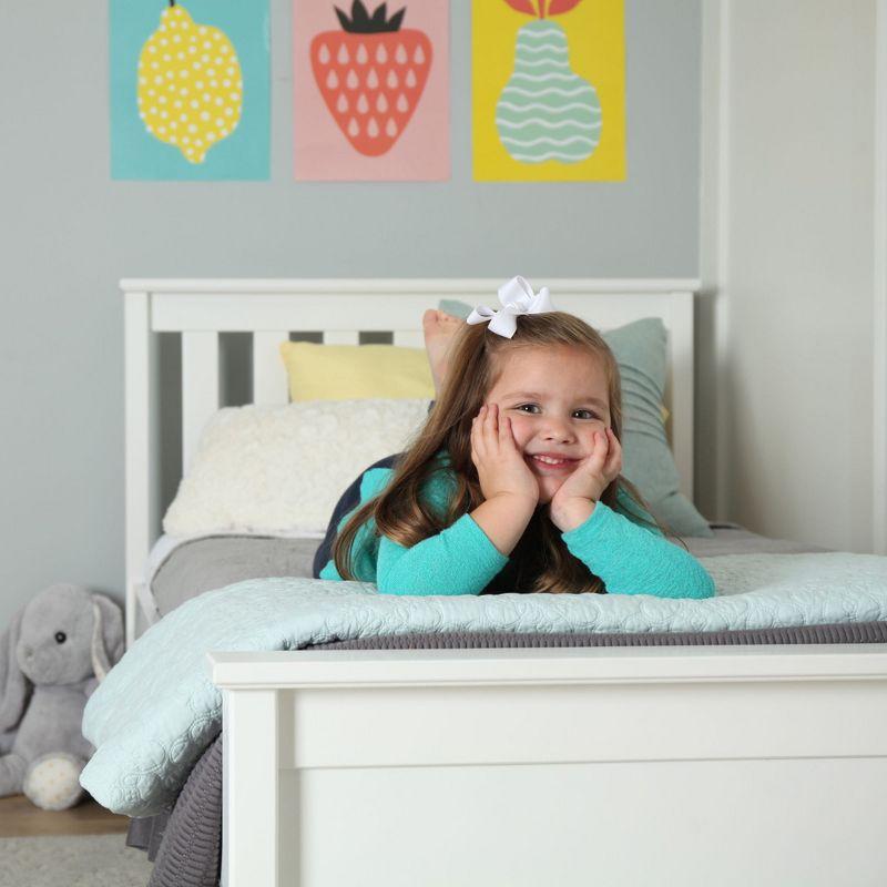 Max & Lily Twin Bed Frame with Headboard, Solid Wood Platform Bed for Kids, White