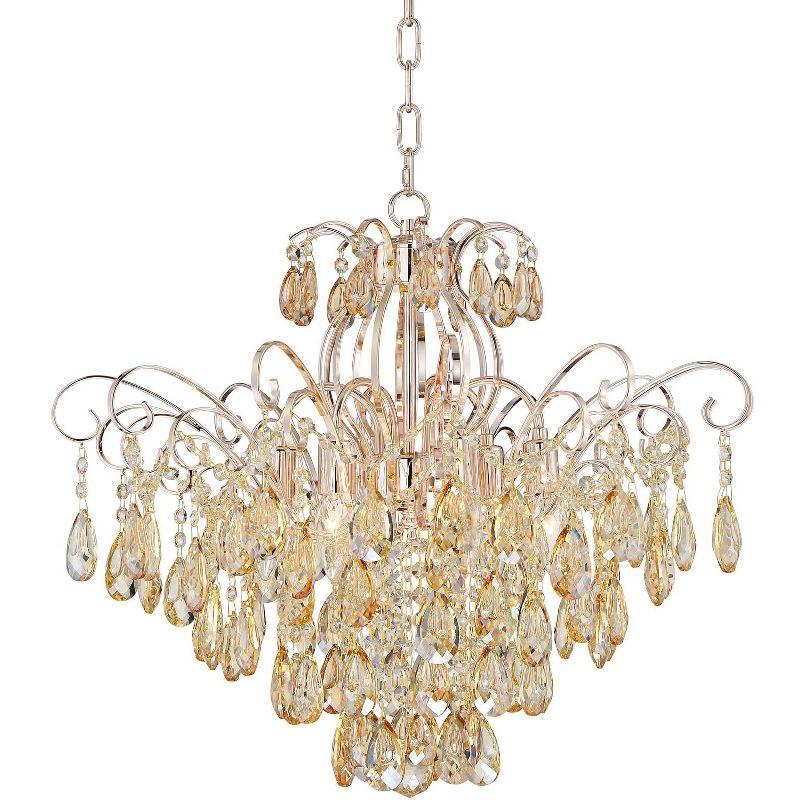 Champagne Gold Crystal Chandelier 27.5" French Elegance 6-Light