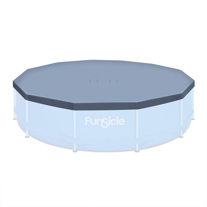Funsicle 12ft Round Frame Seasonal Debris Above Ground Swimming Pool Cover with Drain Holes and Adjustable String Lock, Accessory Only, Gray