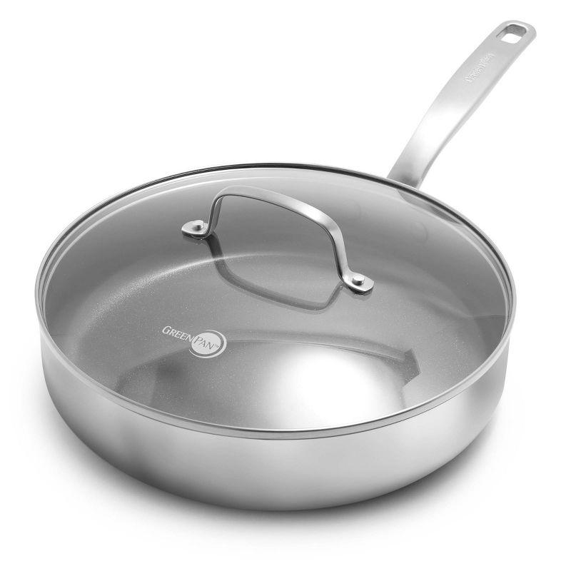 GreenPan Chatham 3.75QT Silver Ceramic Nonstick Saute Pan with Lid