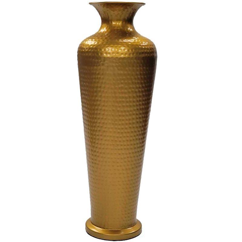 Uniquewise Decorative Modern Gold Metal Hammered Floor Flower Vase for Entryway, Living Room or Dining Room