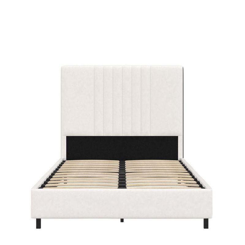 Twin White Faux Leather Upholstered Bed with Tufted Headboard