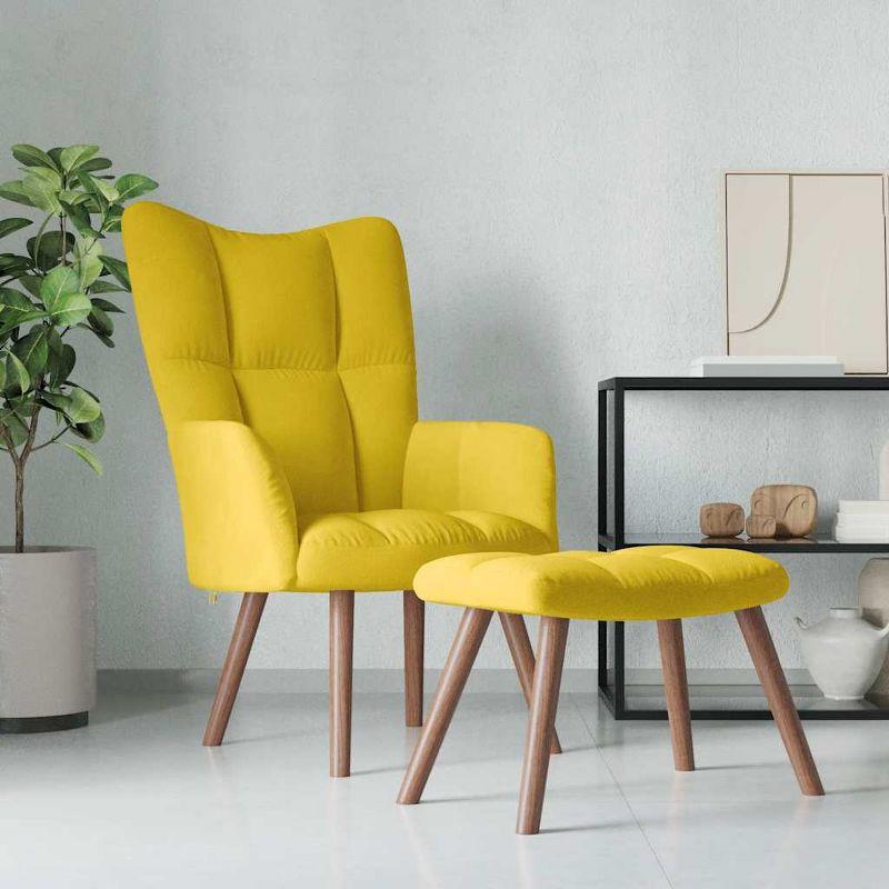 vidaXL Relaxing Chair with a Stool Mustard Yellow Velvet