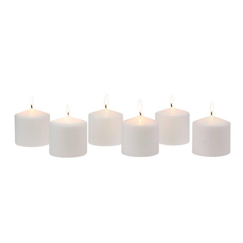 6pk 3" x 3" Pillar Candles White - Stonebriar Collection: Smokeless, Machine-Poured, 18hr Burn Time