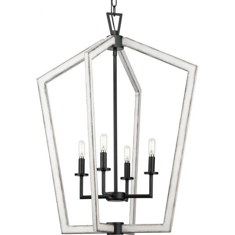 Galloway Matte Black and White 4-Light Foyer Pendant