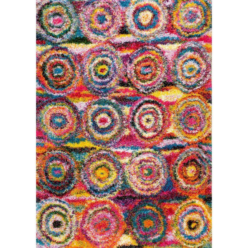 Nuloom Kindra Abstract 4x6 Shag Indoor Area Rug for Living Room Bedroom Dining Room Nursery, Multicolor/Red