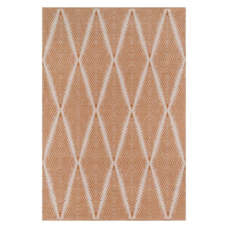 Handmade Orange Diamond Synthetic Accent Rug 3'6" x 5'6"