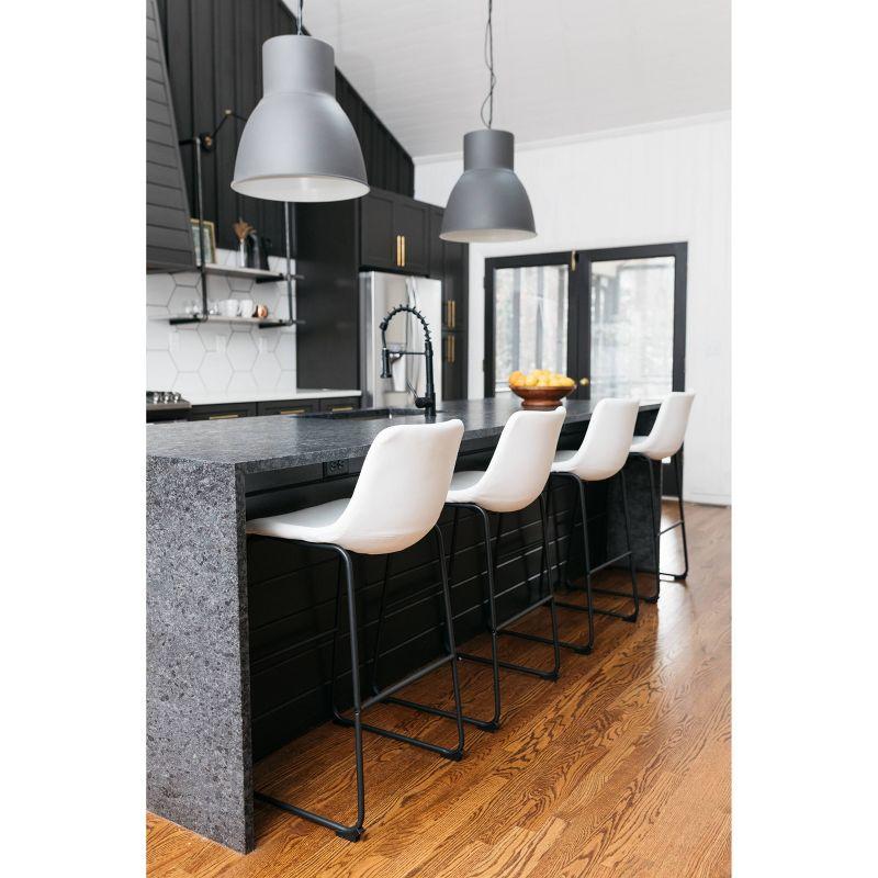 Centiar Pub Height Barstool White: Vintage Faux Leather, Metal Base - Signature Design by Ashley