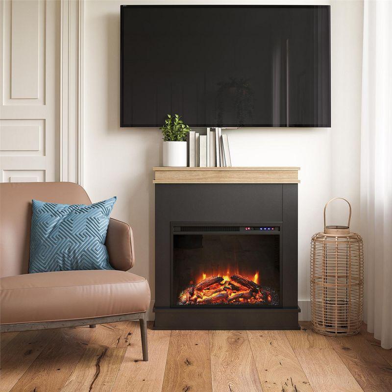 Ameriwood Home Mateo Electric Fireplace with Mantel and Touchscreen Display