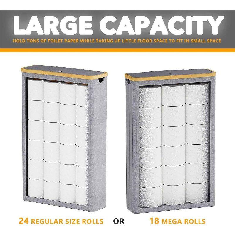Extra Large Toilet Paper Storage With Lid, Holds Up To 24 Regular Rolls Or 18 Mega Rolls, Slim Basket Holder Bin Container For Bathroom Accessories Organizer