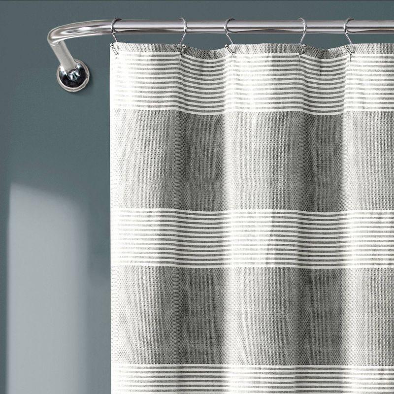 Tucker Stripe Yarn Dyed Cotton Knotted Tassel Shower Curtain - Lush Décor