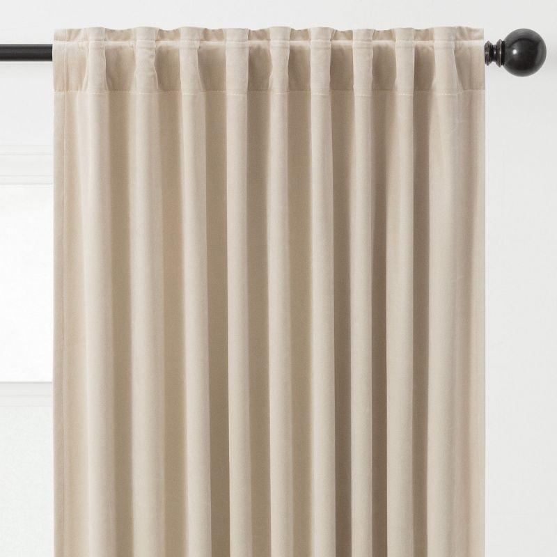 Chanasya 2pk Solid Velvet Room Darkening Blackout Privacy Window Curtain Panels - Set of 2 - 52 x 63 Inches Long - Beige